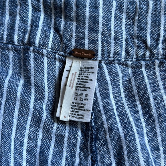 Free People High-Rise Wide Leg Cropped Linen Blend Pants Size 6 - Picture 7 of 9